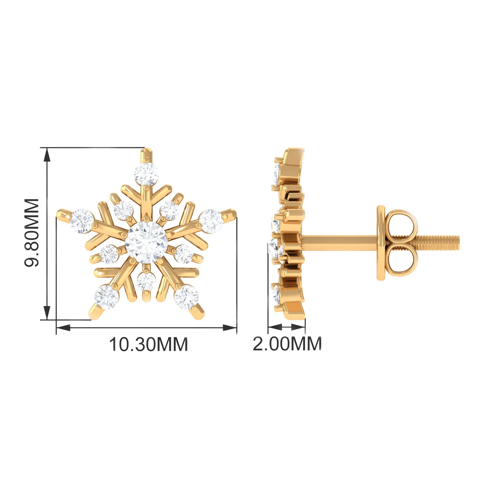 1/2 CT Classic Moissanite Snowflake Stud Earrings