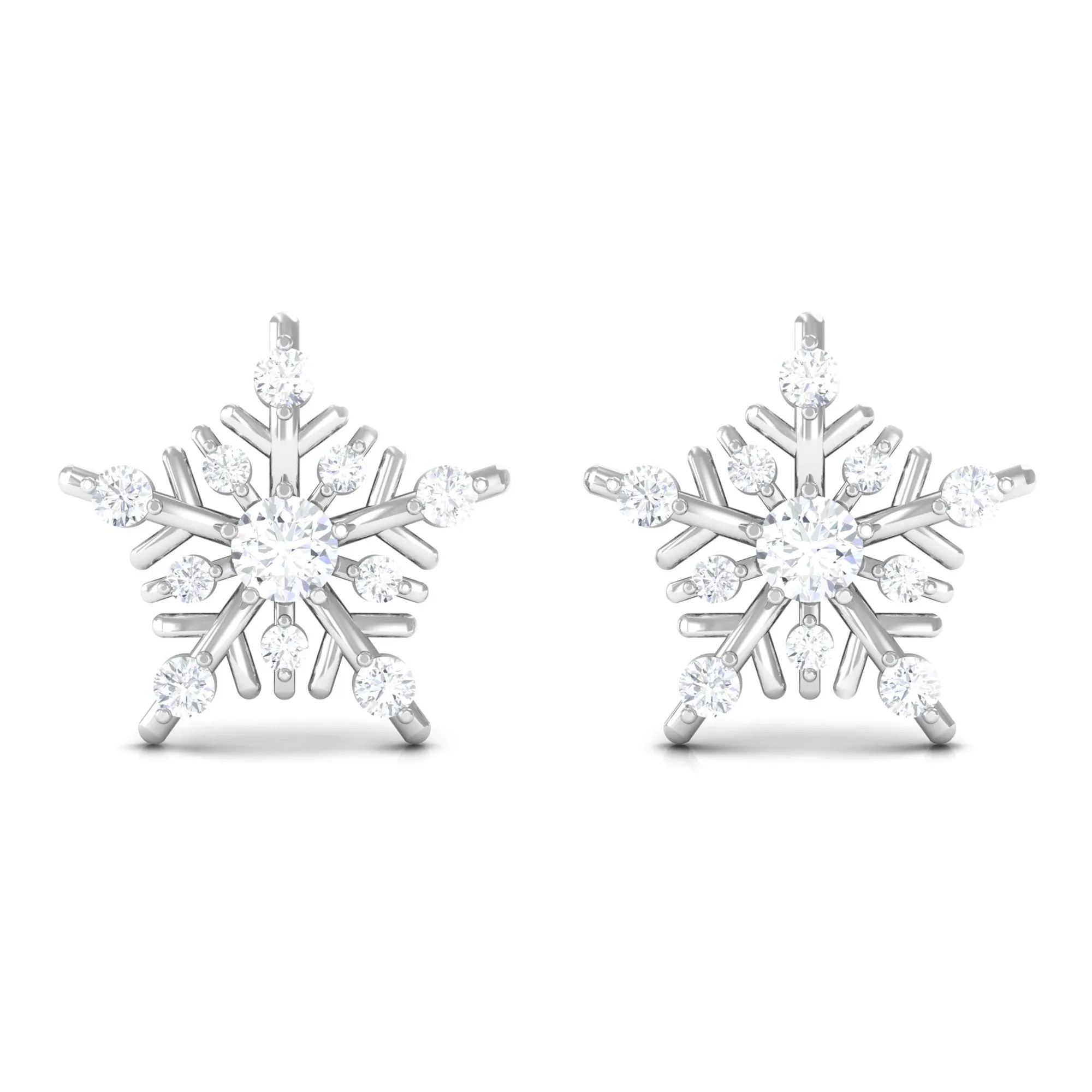 1/2 CT Classic Moissanite Snowflake Stud Earrings