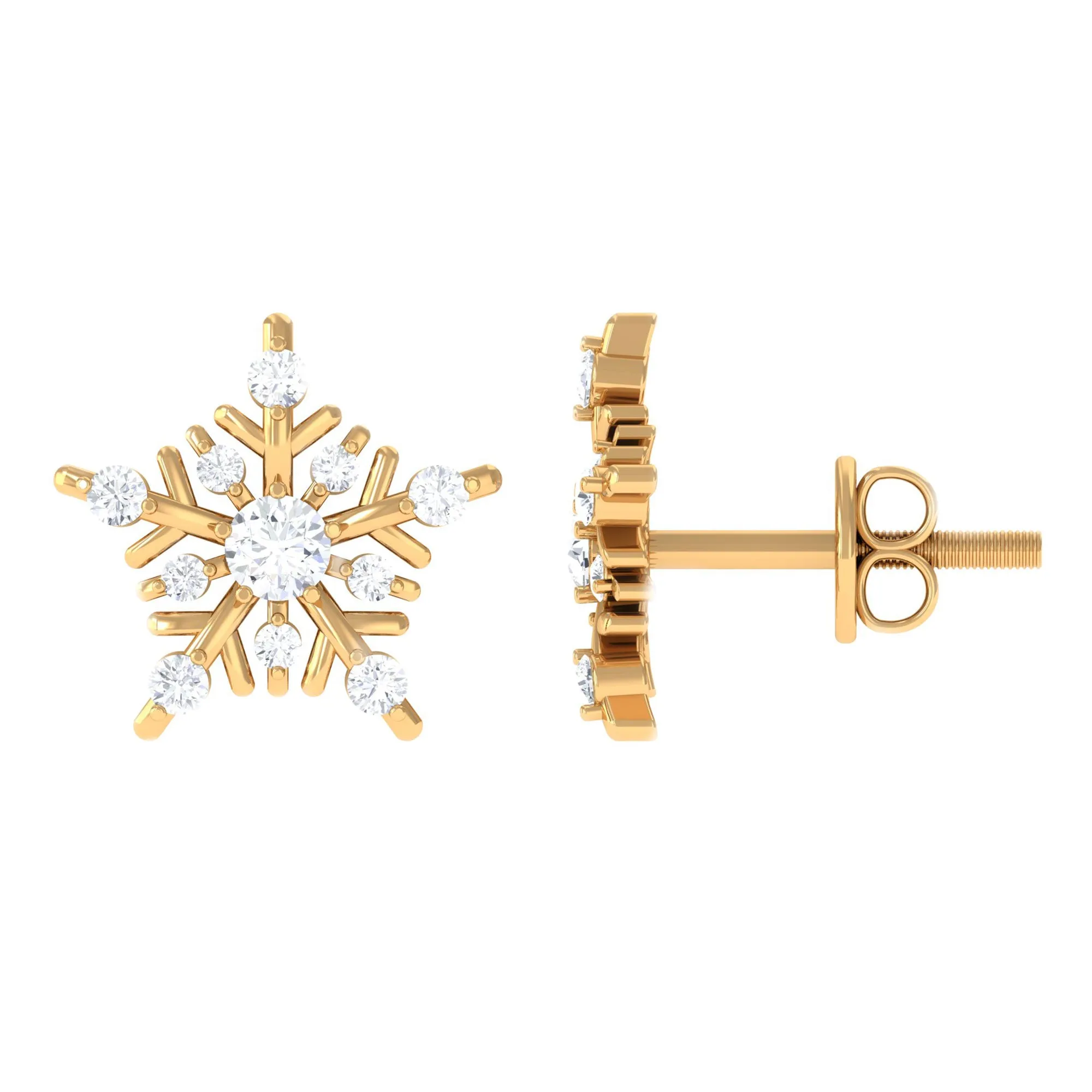 1/2 CT Classic Moissanite Snowflake Stud Earrings