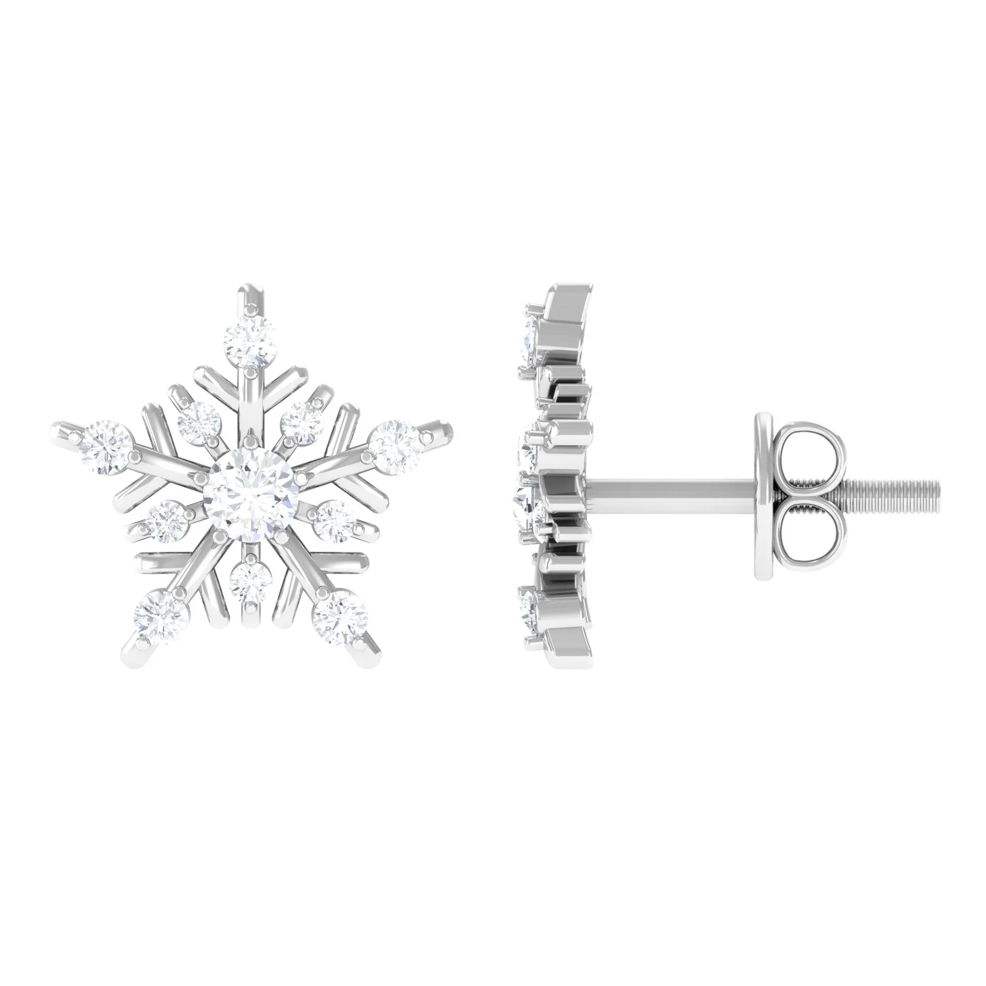 1/2 CT Classic Moissanite Snowflake Stud Earrings