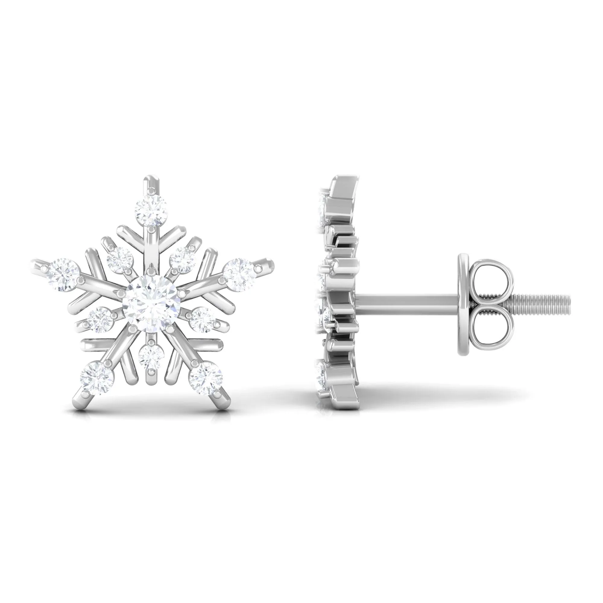 1/2 CT Classic Moissanite Snowflake Stud Earrings