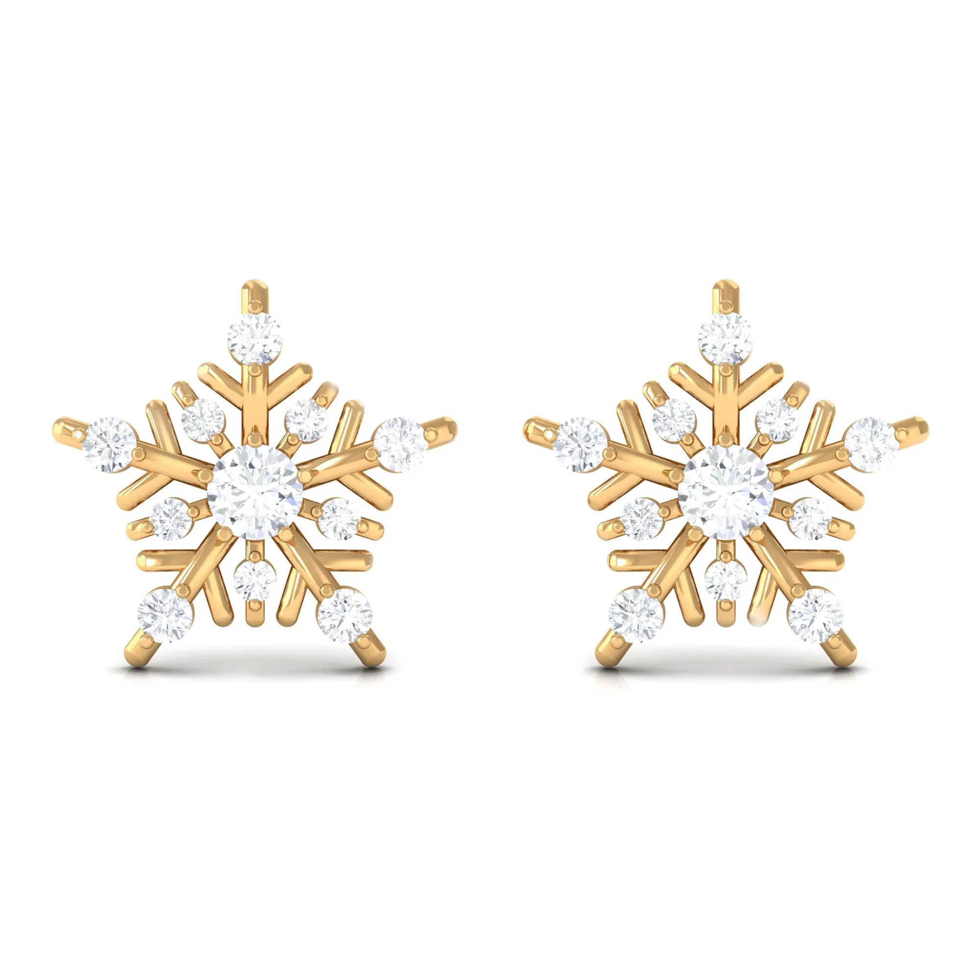 1/2 CT Classic Moissanite Snowflake Stud Earrings