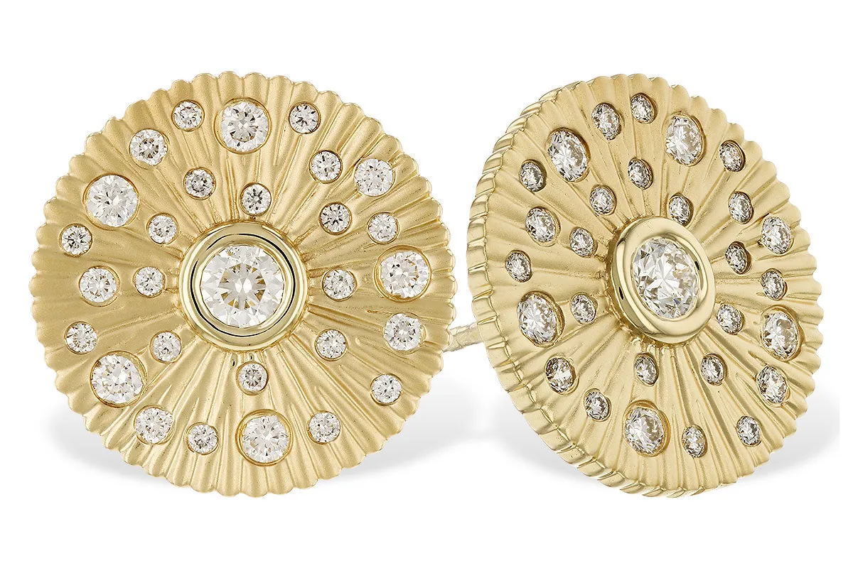 14K Yellow Gold .51cttw Round Bezel Diamond Earrings