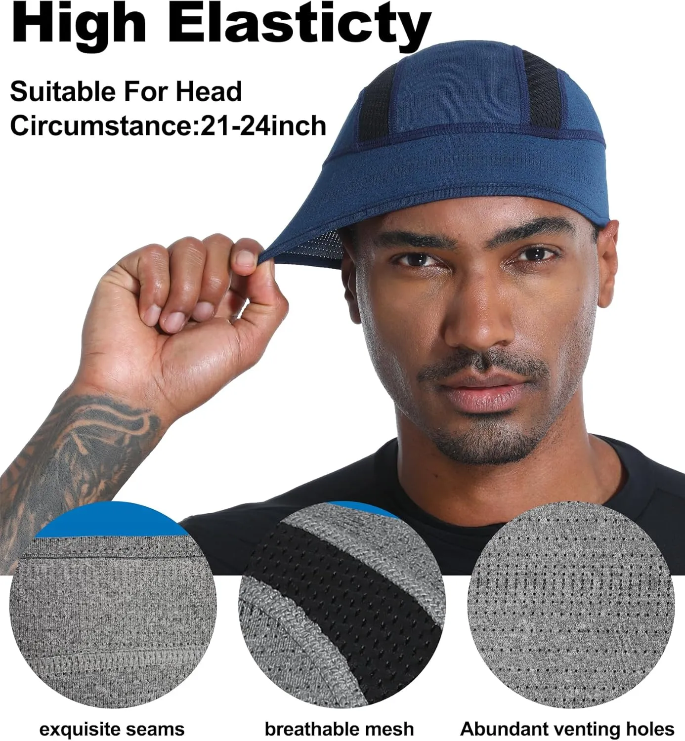 2 Pieces Skull Caps Helmet Liner for Men Women Cooling Cycling Hat Beanie for Running Fits Under Helmets
