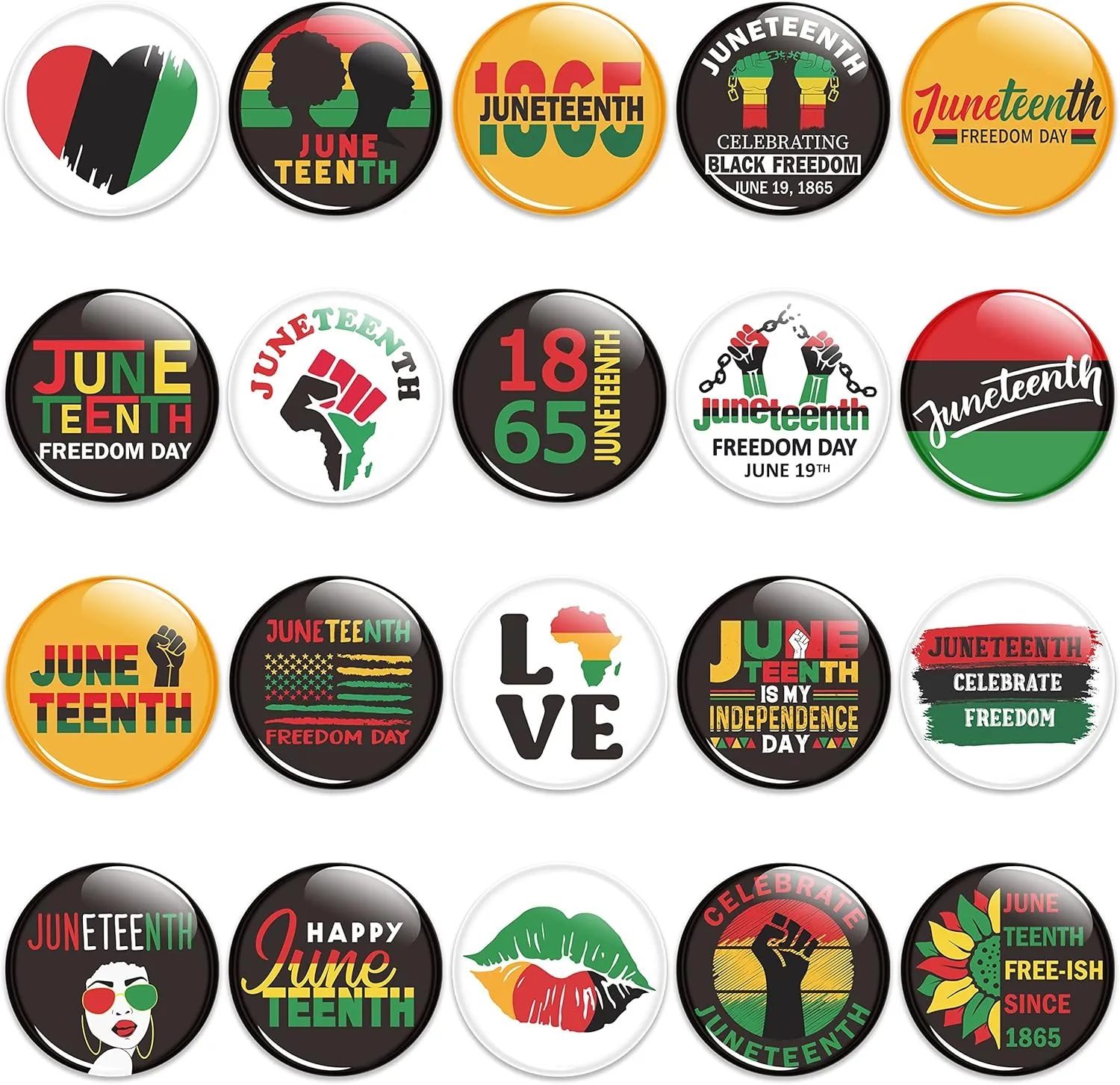 40/100/200Pcs Juneteenth Button Pins - Juneteenth Freedom Day Round Badges Celebrate Black Freedom Pinback Free-ish Since 1865 Black History Activity Supplies Decor for Clothe Bag Accessories