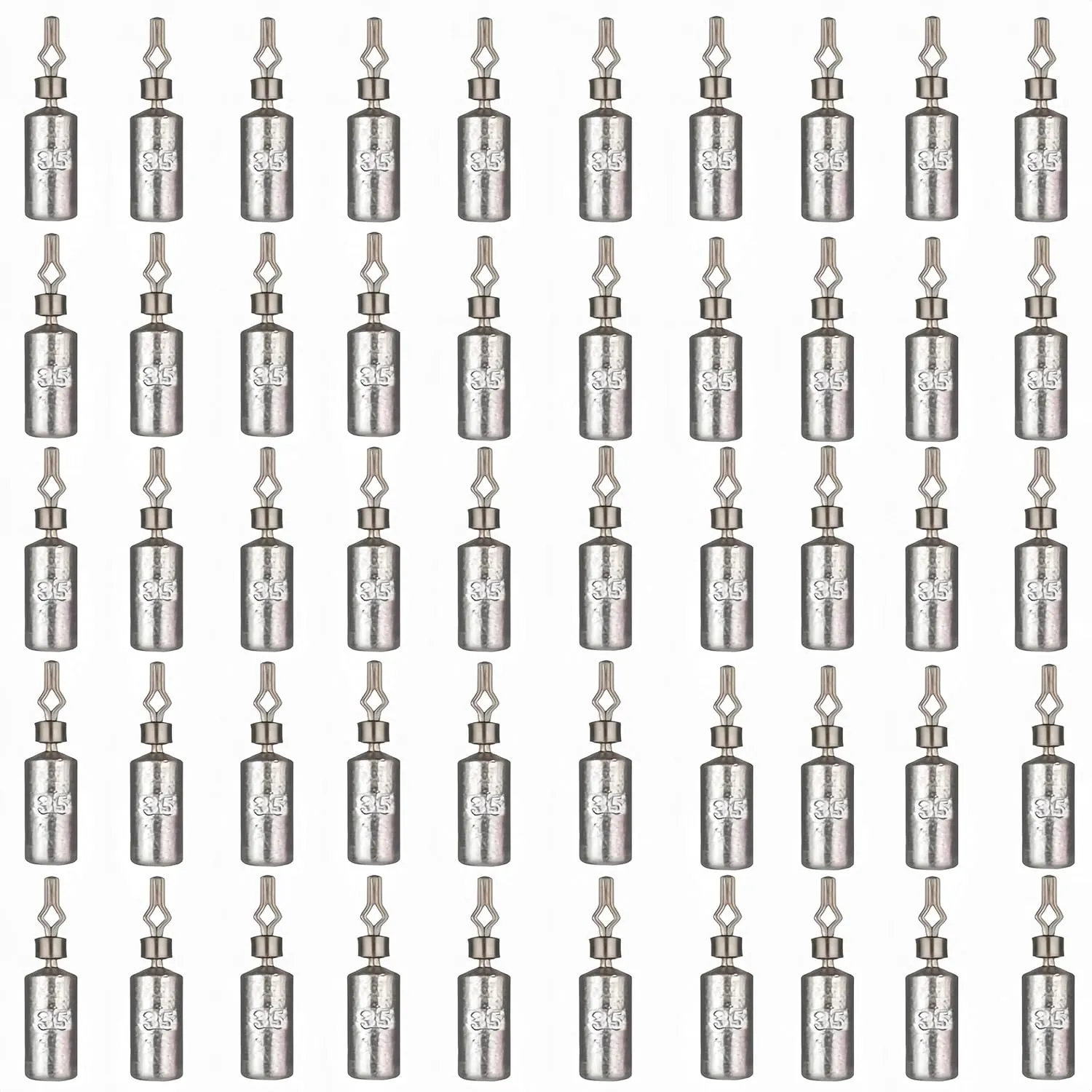 50Pcs Fishing Weights Sinkers Drop Shot Weights Pencil Skinny Sinkers with Barrel Swivel Casting Sinkers Catfishing Sinkers Lead Weights Sinkers for Saltwater Freshwater Fishing-(3.5-10g)