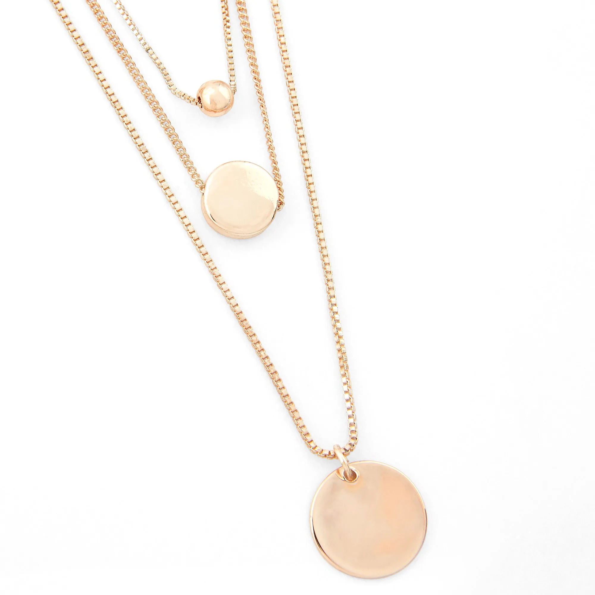 Accessorize London Women'S Rose Gold Simple Discs Layered Necklace
