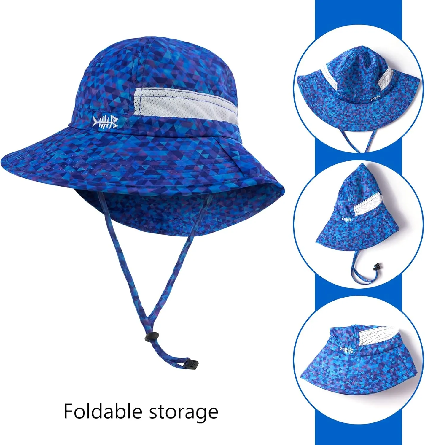 BASSDASH UPF 50  Kids Sun Hat with Wide Brim Neck Flap Mesh Vent for Boys Girls
