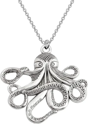 BEKECH Octopus Pendant Necklace Octopus Theme Nautical Jewelry Ocean Animal Gift for Octopus Lover Squid Lover Sea Fan Pirate Accessory for Her