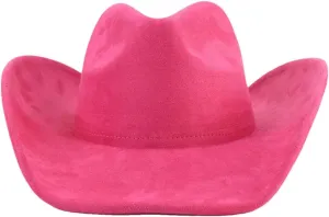 Big Roll Brim Cowboy Hat Top Cap for Men Women Cowgirl Hat Felt Fedora Hats Outdoor Sun Hat Rose Red 56-58CM