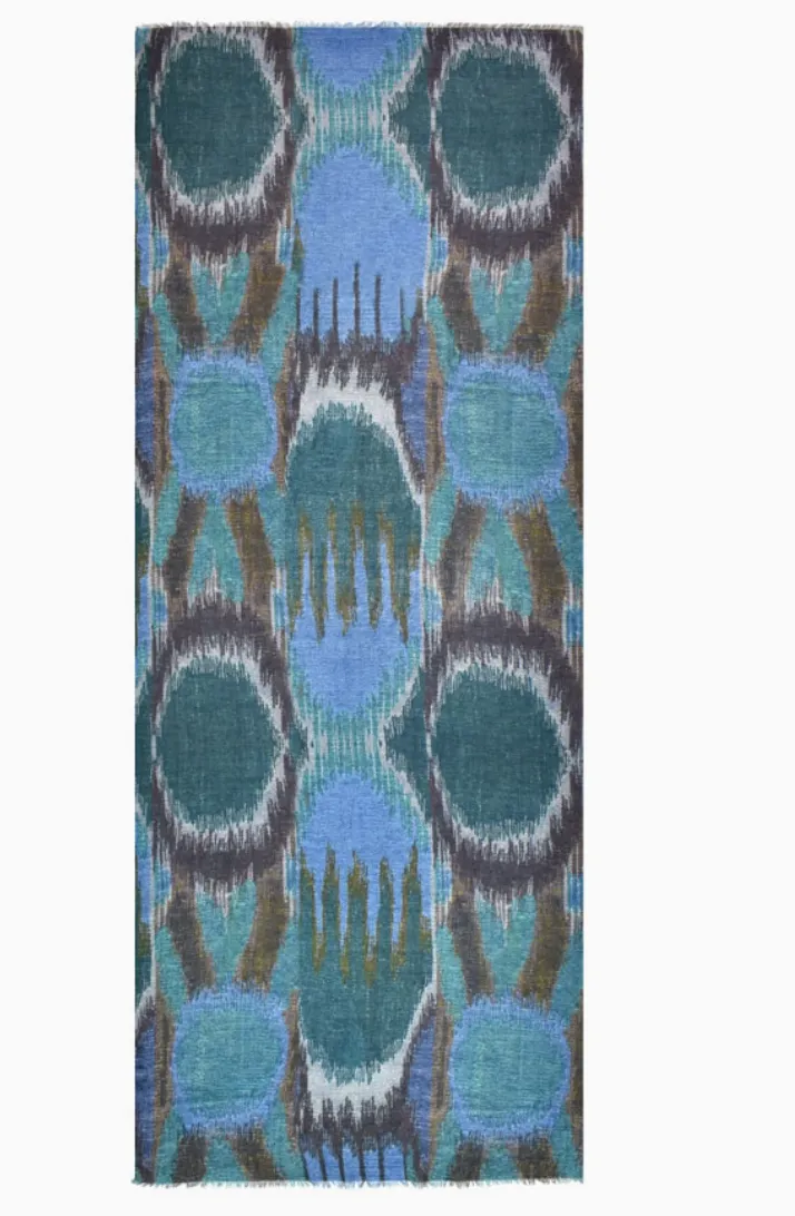 Blue Bisbee Ikat Inspired Scarf