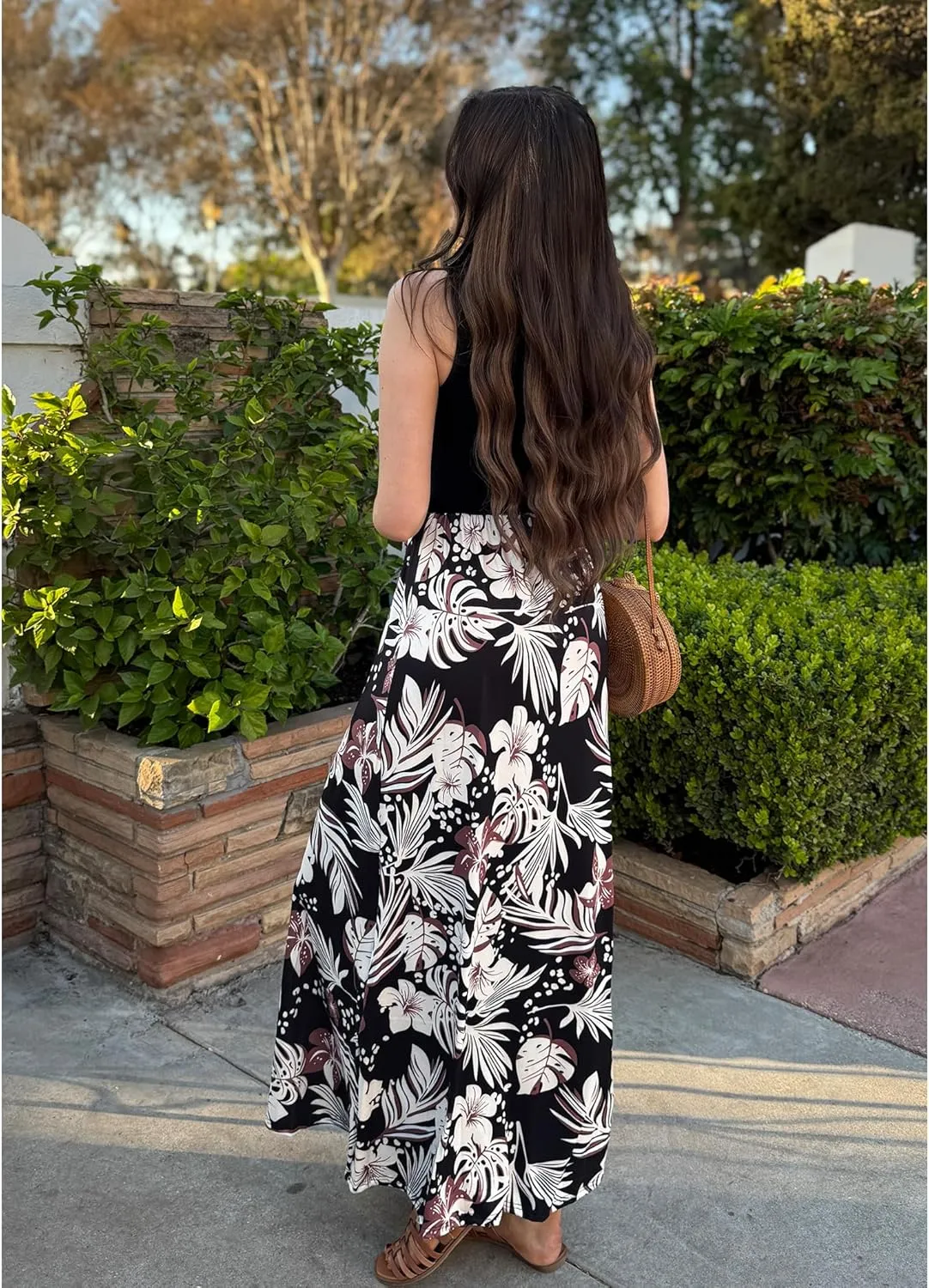 Bluetime Women's Summer Boho Sleeveless Floral Print Tank Long Maxi Dress (S-3XL)