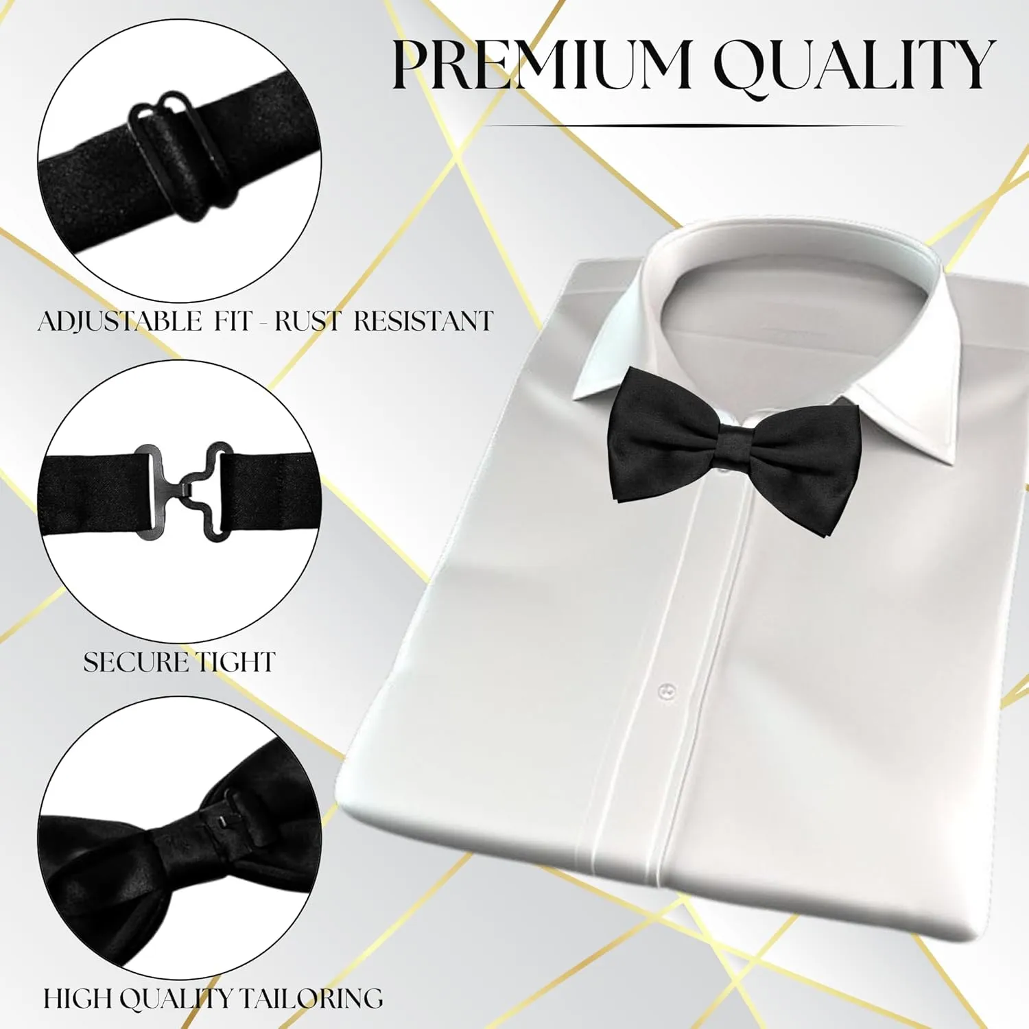 Bow Tie - Black Bow Tie - Bow Tie For Men - Bowtie Men - Silk Look