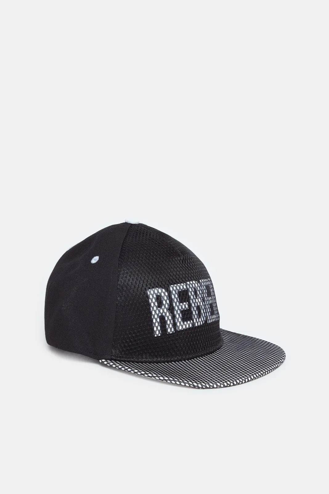 Boys Black And Grey Embellished Cap