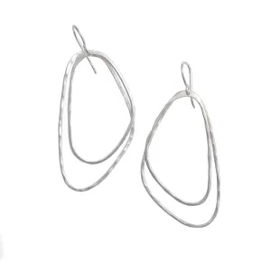 Brushed Silver Asymmetric Triangle Earrings