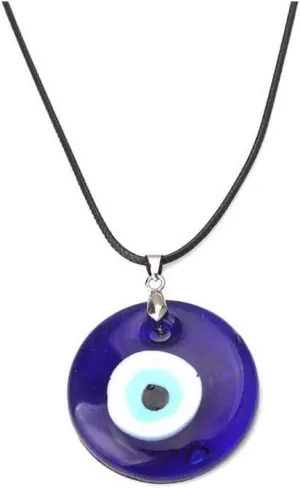 Caiyao Evil Eye Pendant Necklace Glass Leather Rope Chain Turkish Protect Lucky Necklace for Women Men