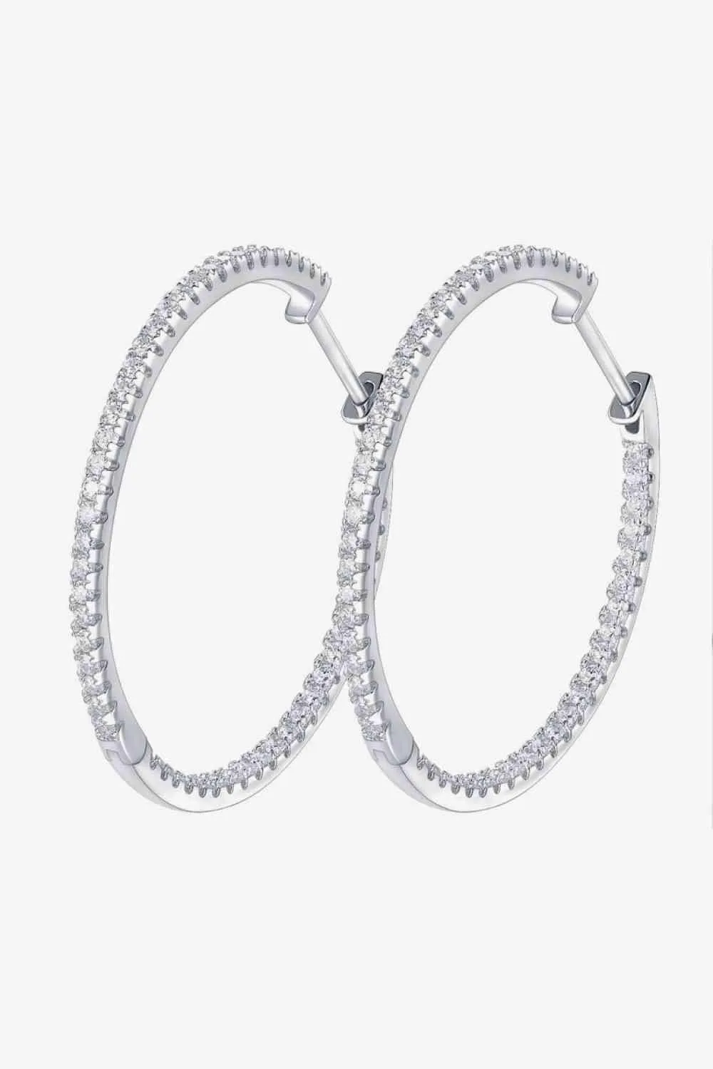 Chic Moissanite-Studded Sterling Silver Hoop Earrings