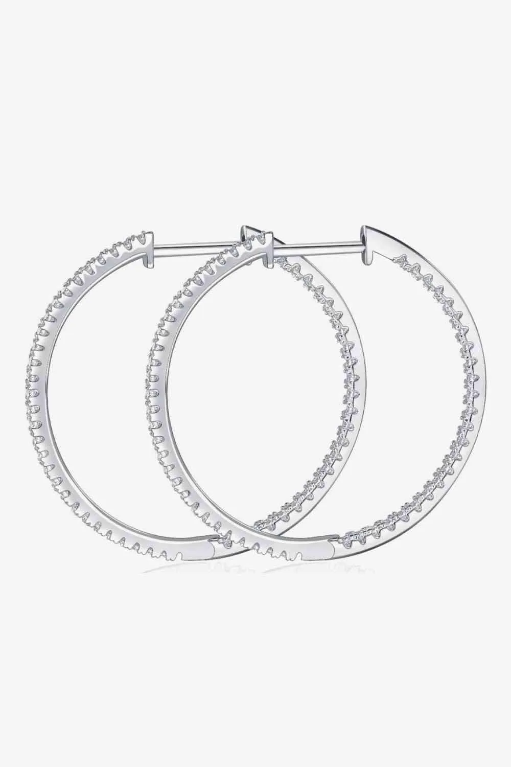 Chic Moissanite-Studded Sterling Silver Hoop Earrings