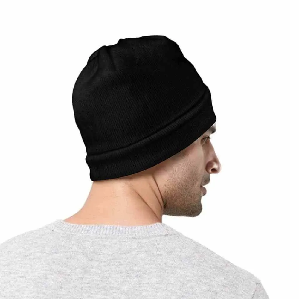 Classic Black Solid Color Warm Knitted Beanie Hat