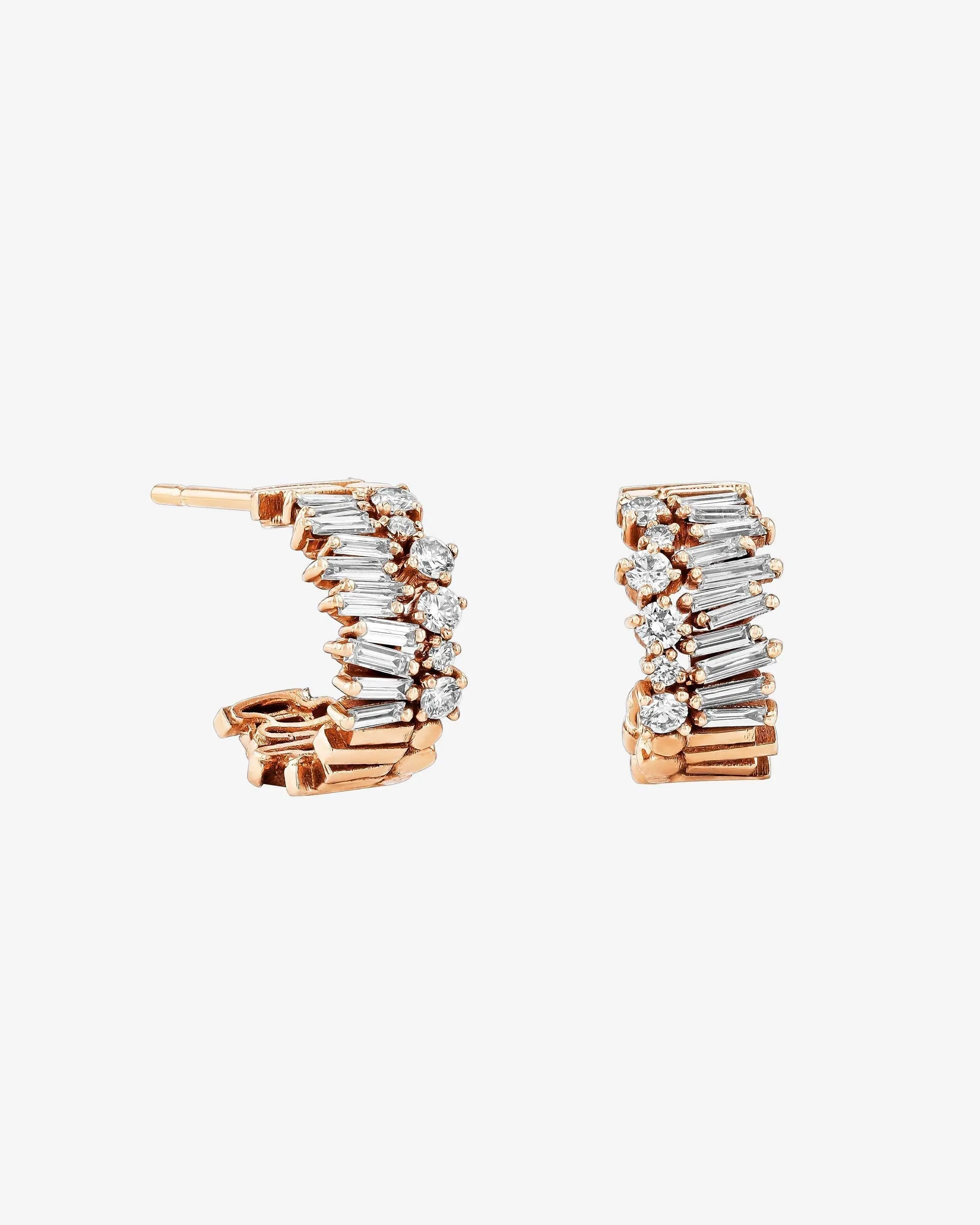 Classic Diamond Short Stack Mini Hoops