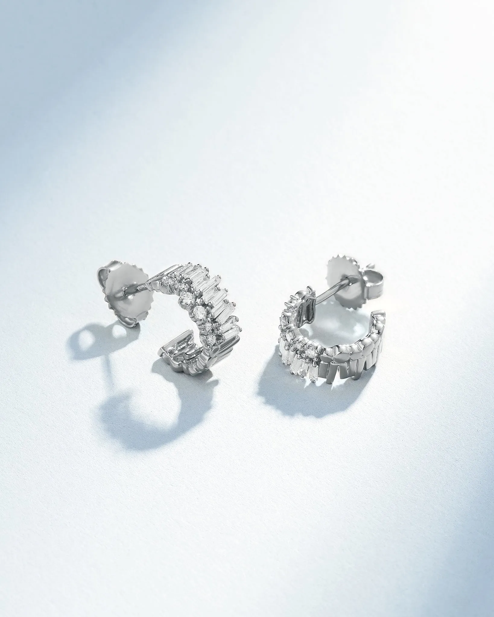 Classic Diamond Short Stack Mini Hoops