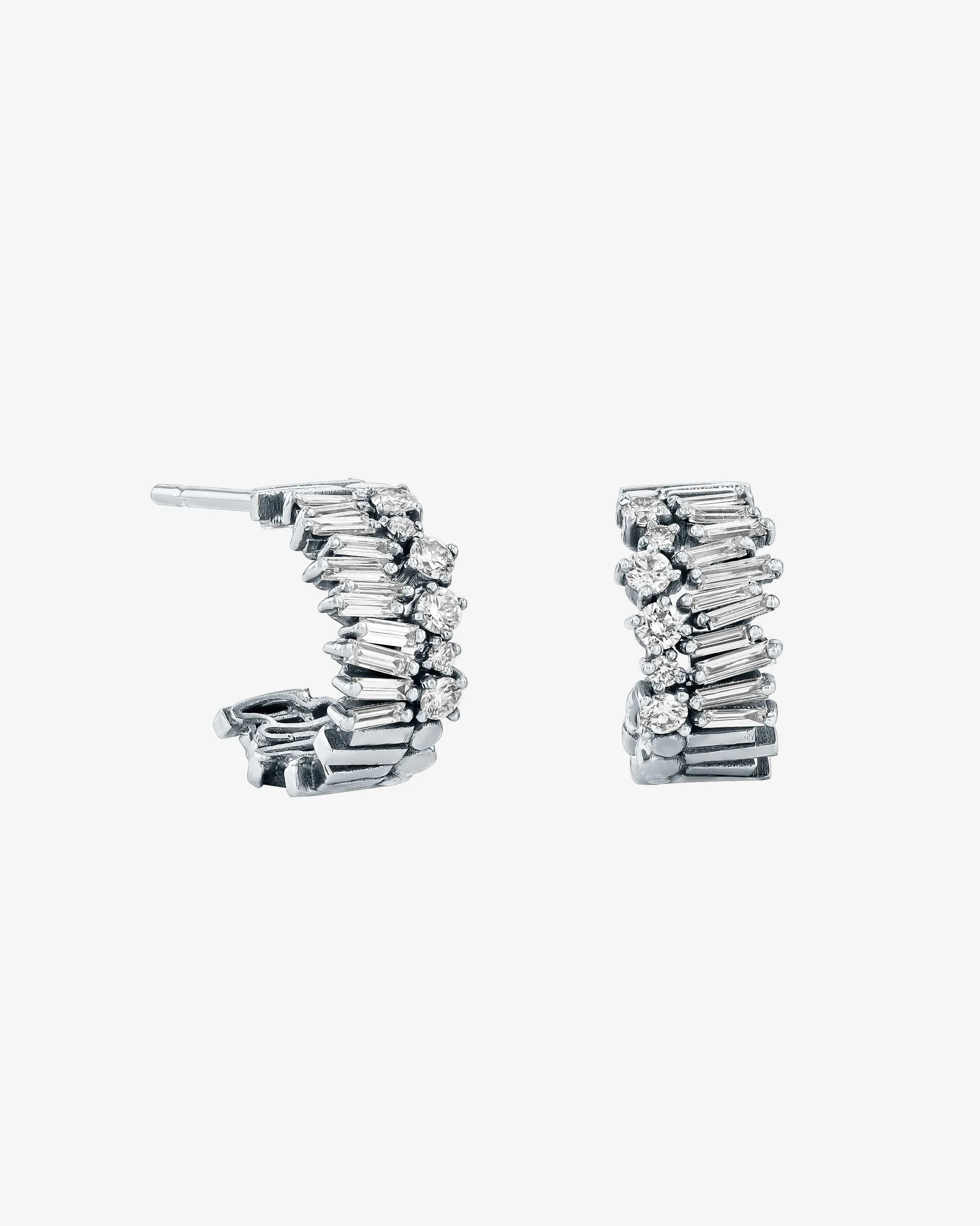 Classic Diamond Short Stack Mini Hoops
