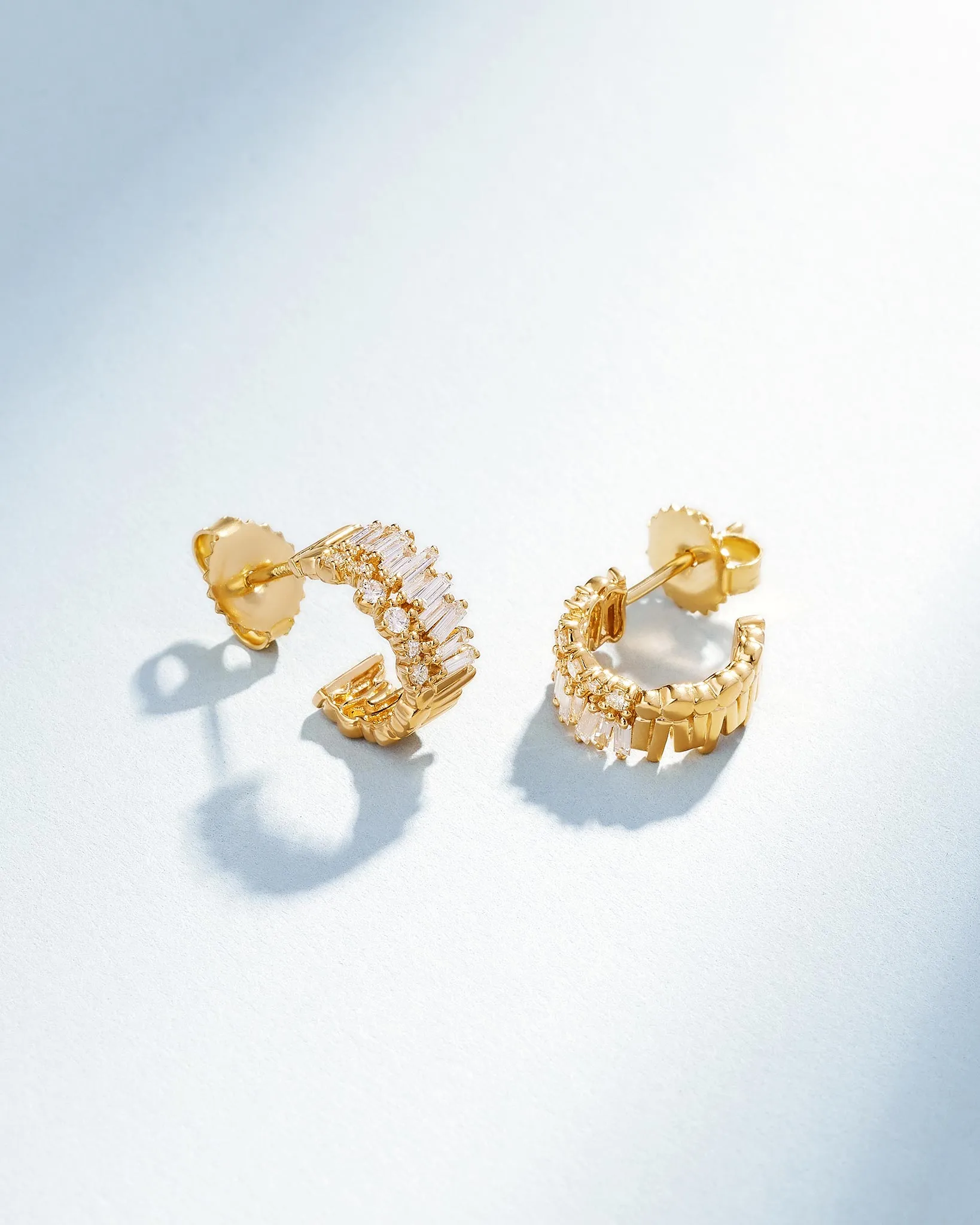 Classic Diamond Short Stack Mini Hoops