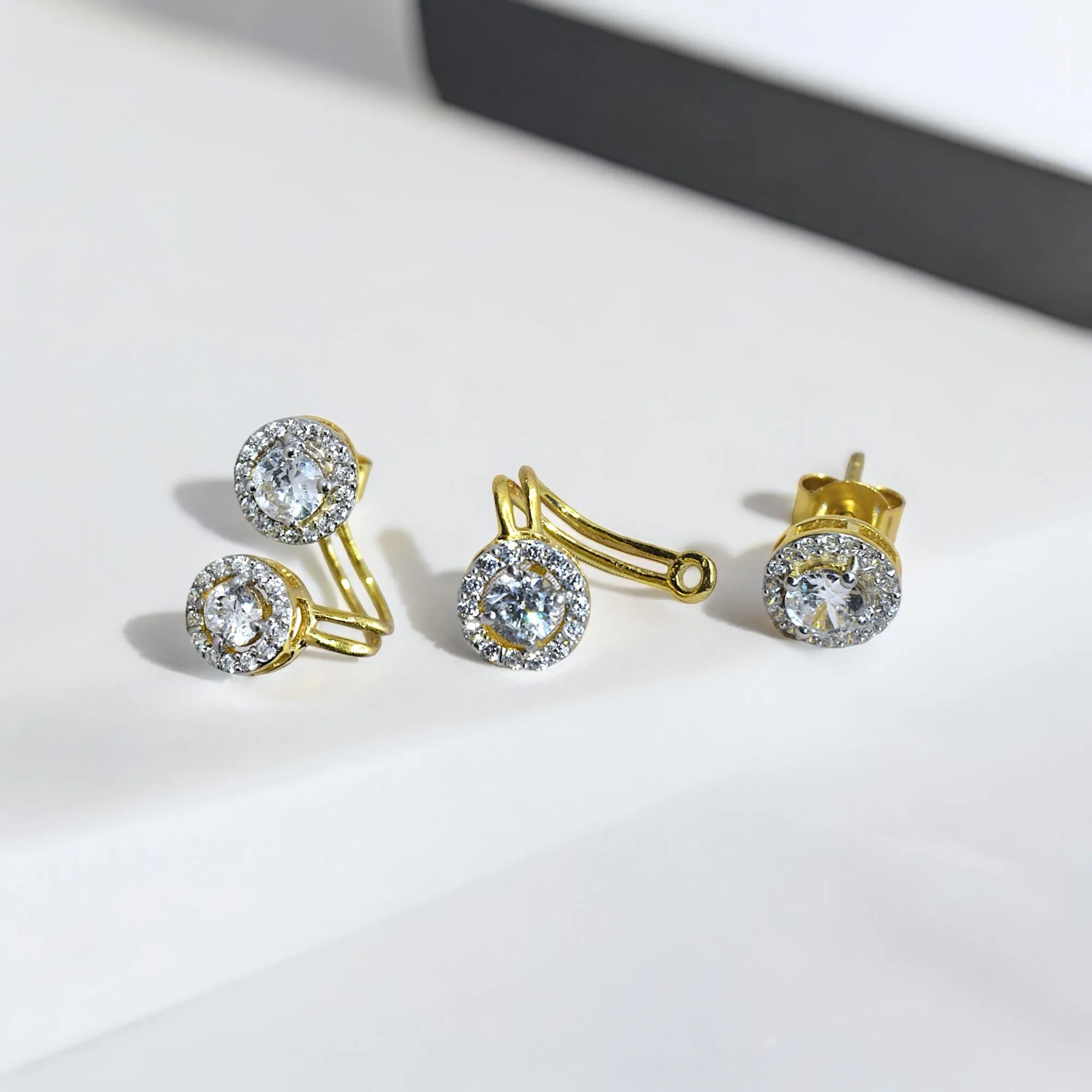 Classic Round Solitaires Jacket Earrings