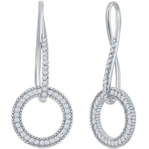 Classic Women's Earrings - Sterling Silver Infinity Design Round White CZ | D-7836