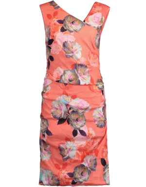 Confetti Flower Asymmetrical Ruched Dress