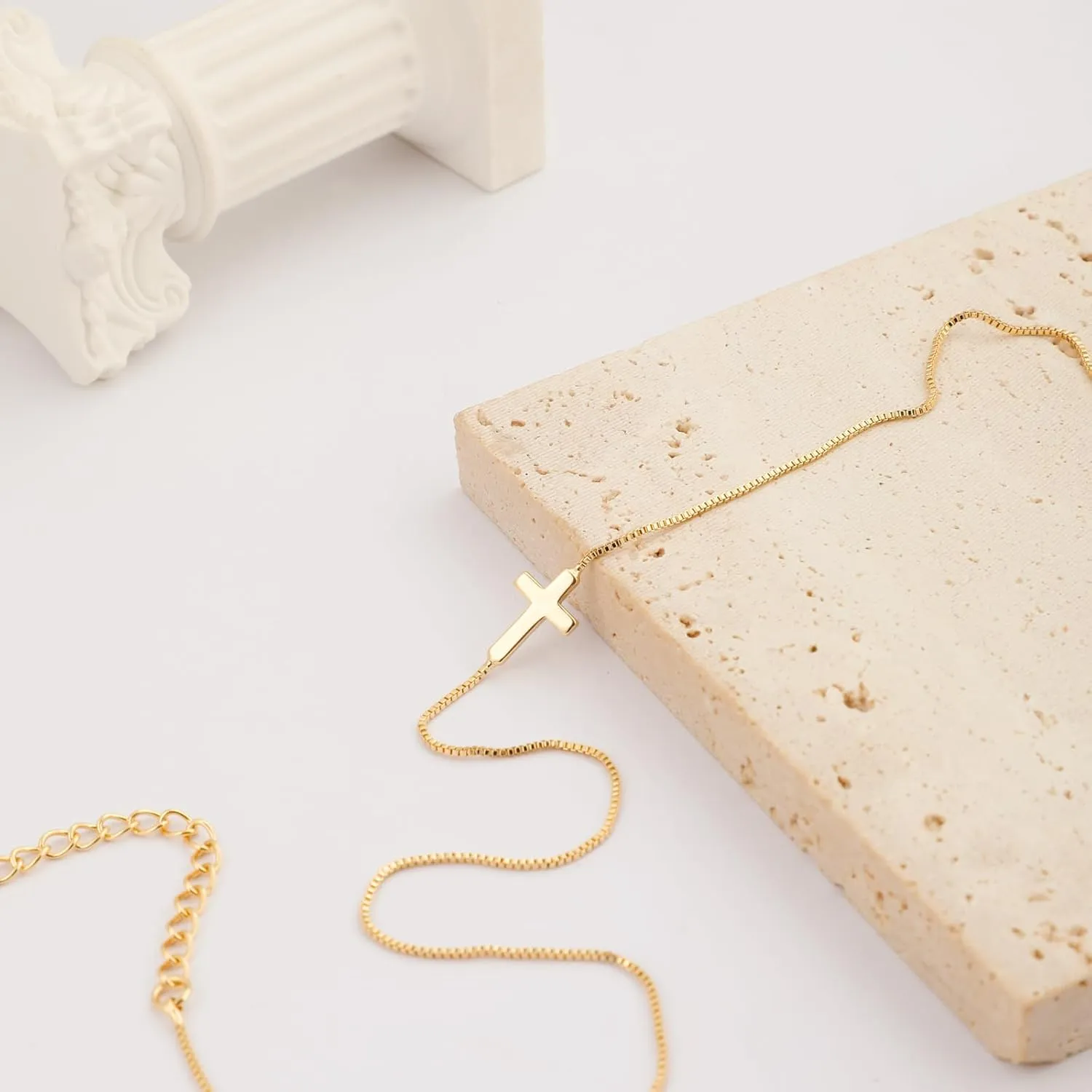 Cross Necklace for Women 14K Real Gold Silver Plated Dainty Small Cross Pendant Choker Simple Trendy Cute Cross Charm Chain Necklace Easter Basket Stuffers Baptism Religious Faith Jewelry Gift
