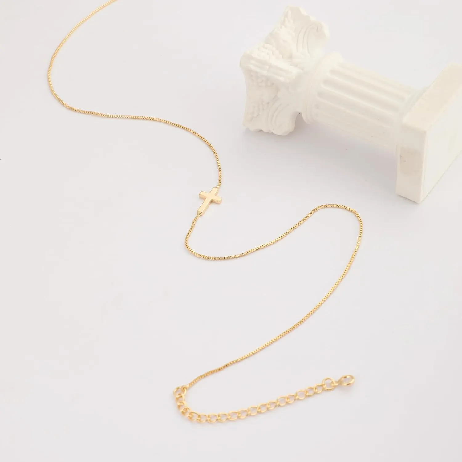 Cross Necklace for Women 14K Real Gold Silver Plated Dainty Small Cross Pendant Choker Simple Trendy Cute Cross Charm Chain Necklace Easter Basket Stuffers Baptism Religious Faith Jewelry Gift