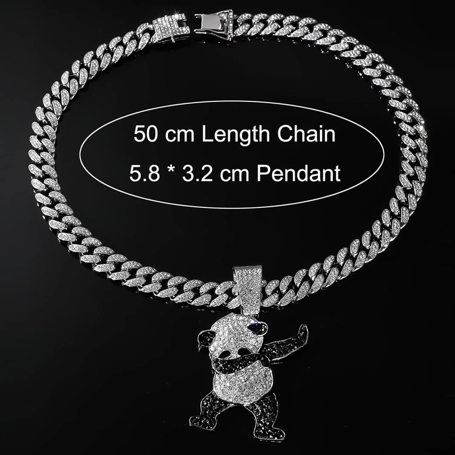 Cuban Pendant Necklace, Miami Ice Out Chain Necklace, Animal Pendant Hip-Hop Jewelry for Men Women, 20inch