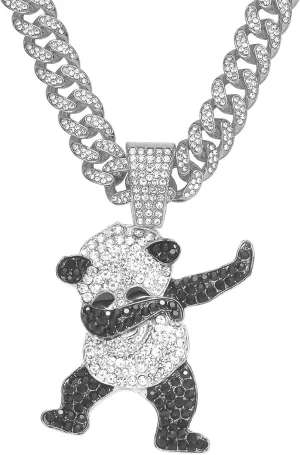Cuban Pendant Necklace, Miami Ice Out Chain Necklace, Animal Pendant Hip-Hop Jewelry for Men Women, 20inch