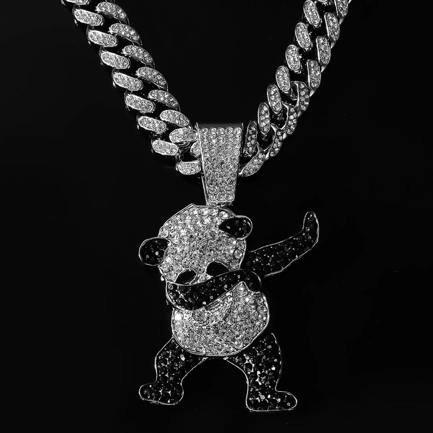 Cuban Pendant Necklace, Miami Ice Out Chain Necklace, Animal Pendant Hip-Hop Jewelry for Men Women, 20inch