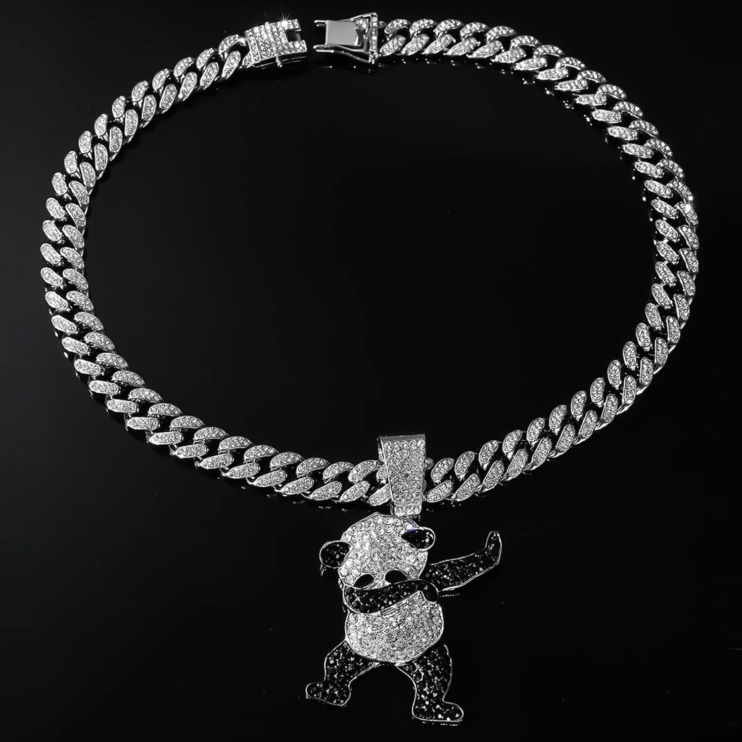 Cuban Pendant Necklace, Miami Ice Out Chain Necklace, Animal Pendant Hip-Hop Jewelry for Men Women, 20inch