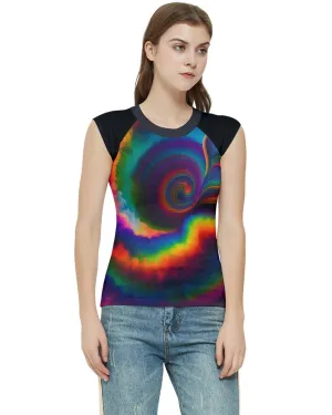 Curved Color Clouds Unisex Raglan Cap Sleeve T-Shirt