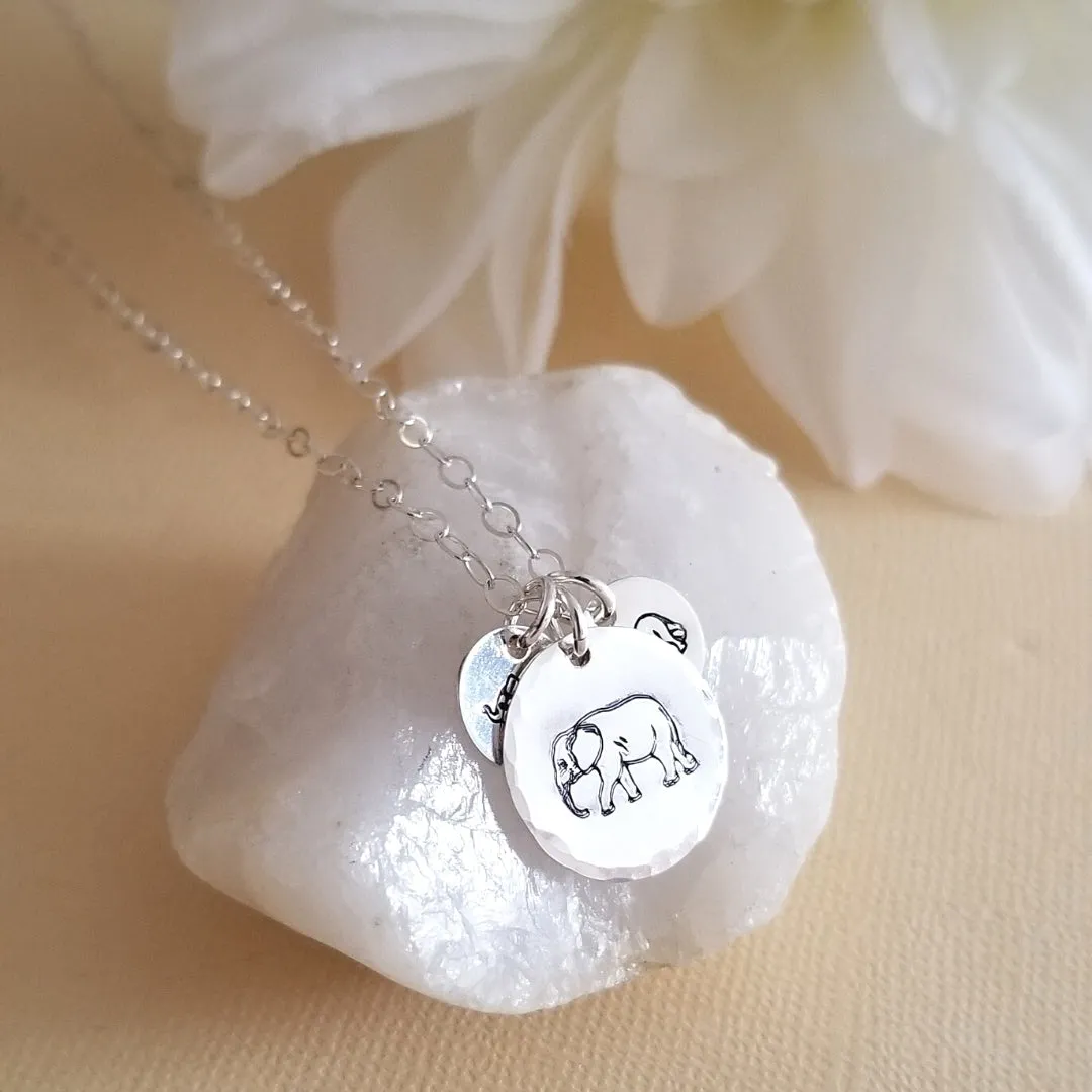 Custom Mother's Necklace, Mama and Baby Elephant Necklace, Mother's Day Gift