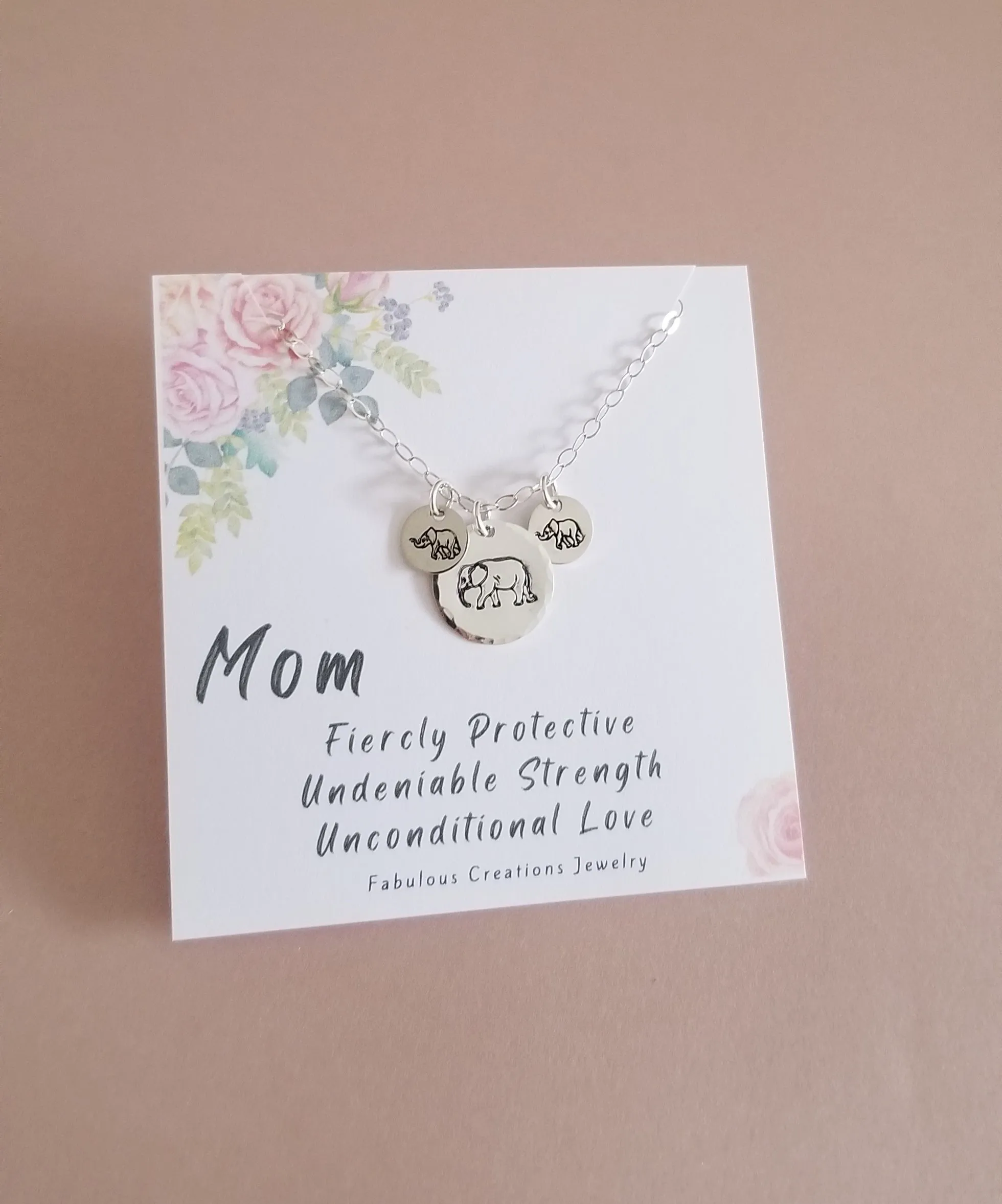 Custom Mother's Necklace, Mama and Baby Elephant Necklace, Mother's Day Gift