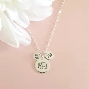Custom Mother's Necklace, Mama and Baby Elephant Necklace, Mother's Day Gift