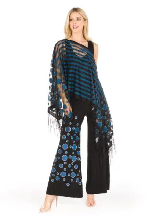 Denim & Black Dots & Stripes 7-Way Scarf