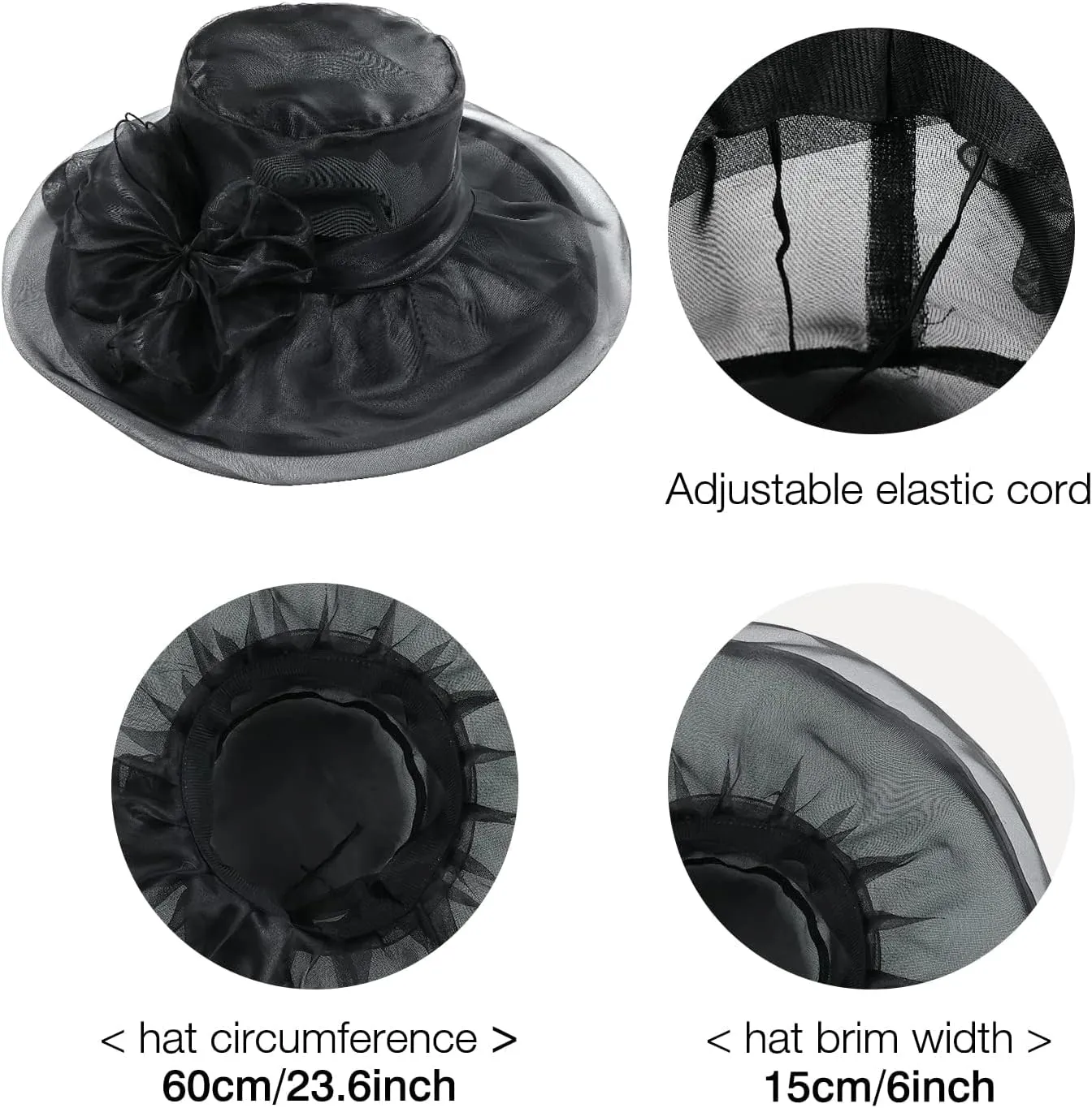 Derby Hats for Women 2025 Women's Elegant Organza Fascinator Sun Hat for Church, Tea Party, Weddings Hats