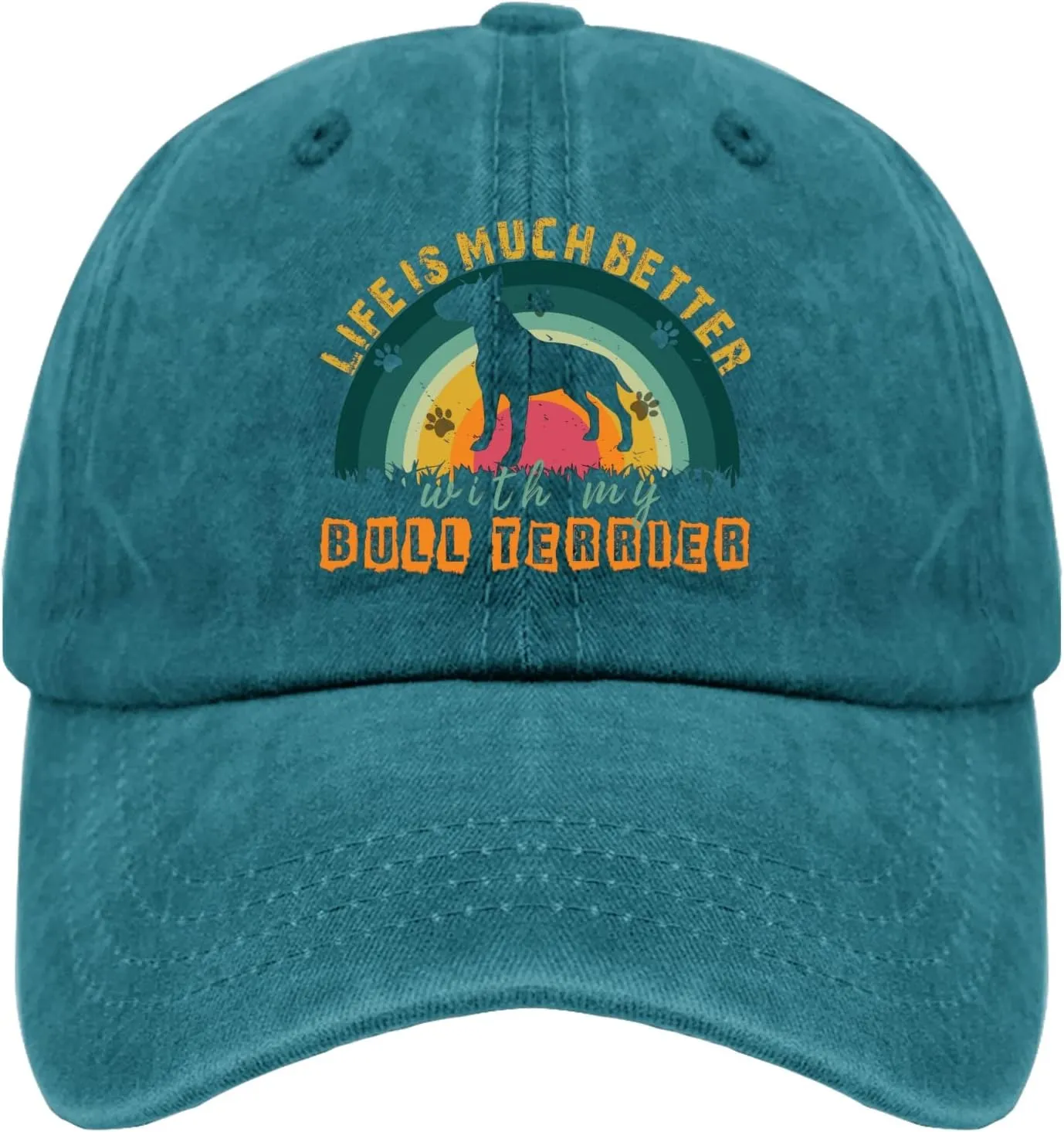 devor Cap Life is Much Better with My Bull Terrier Baseball Cap for Men Funny Denim Baseball Cap Adjustable