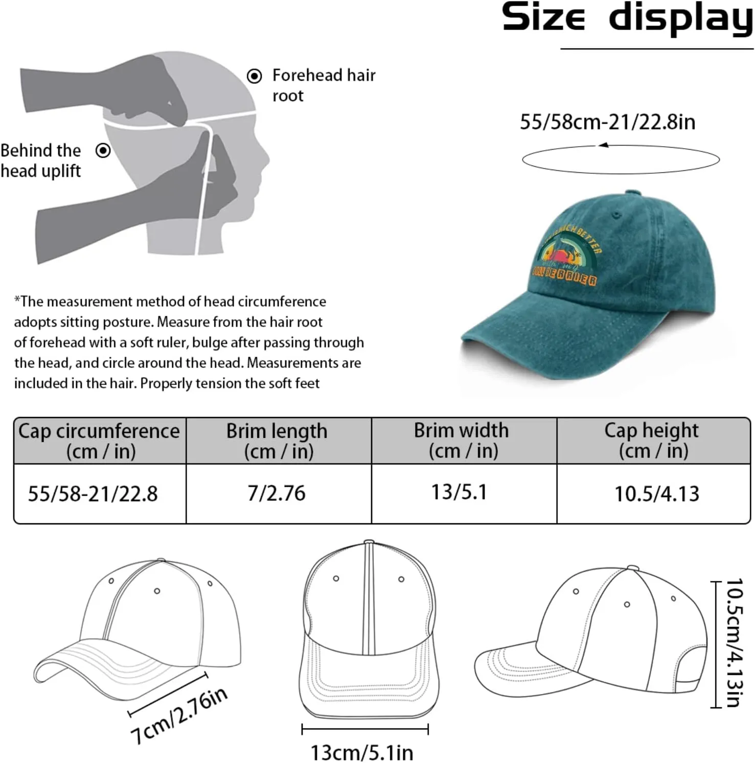 devor Cap Life is Much Better with My Bull Terrier Baseball Cap for Men Funny Denim Baseball Cap Adjustable