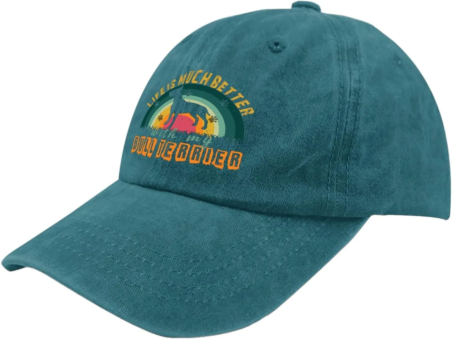 devor Cap Life is Much Better with My Bull Terrier Baseball Cap for Men Funny Denim Baseball Cap Adjustable