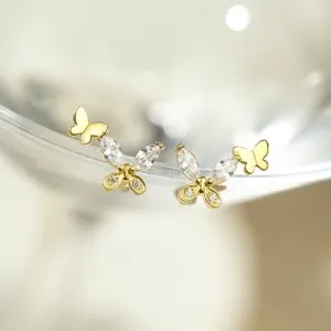 Elegant Butterfly Charm: Minimalist CZ Earrings