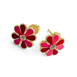 Enamel Daisy Stud Earrings