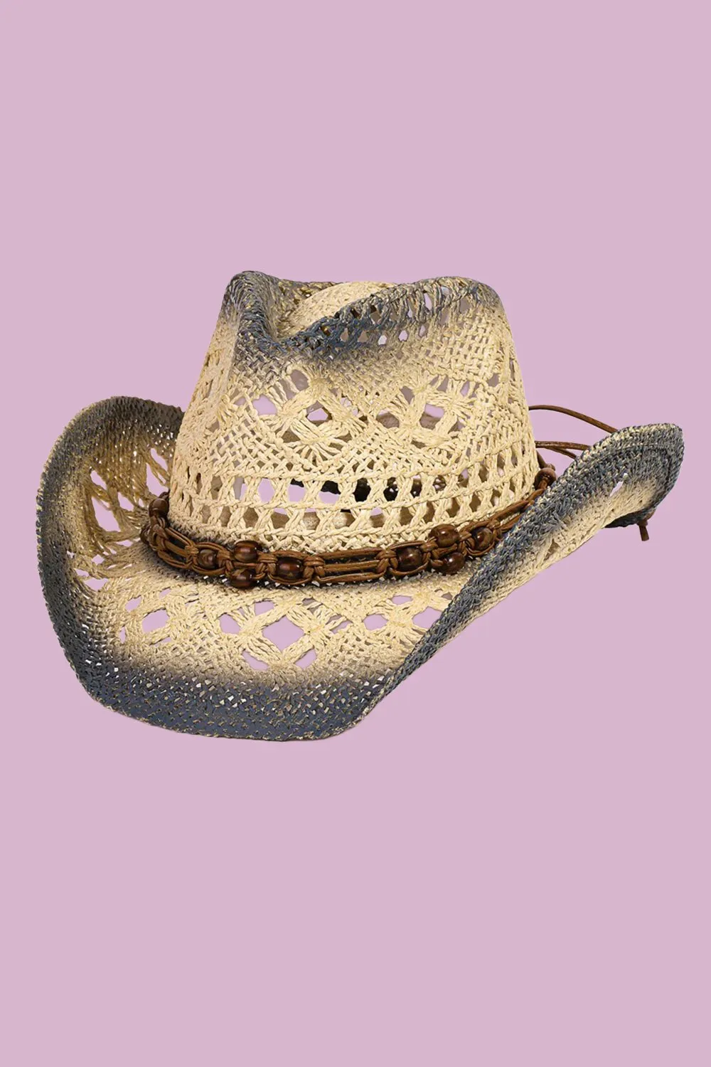 Fame Cutout Rope Strap Wide Brim Hat