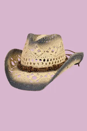 Fame Cutout Rope Strap Wide Brim Hat