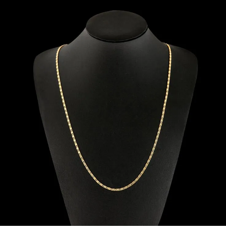 Figaro Link Necklace | Unisex Figaro Chain | Stainless Steel Gold Plated Necklace Chain For Men Or Women | 2MM 40-75CM Slim Figaro Necklace